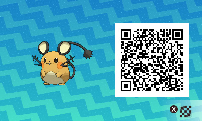 QRCode de dedenne Pokémon Ultra-Soleil et Ultra-Lune