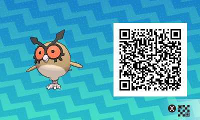 QRCode de hoothoot Pokémon Ultra-Soleil et Ultra-Lune