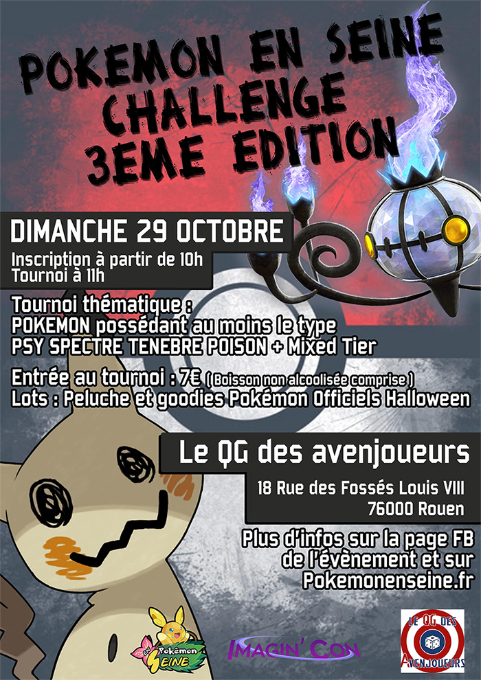 Tournoi Pokémon en Seine Challenge 3 le Dimanche 29 Octobre